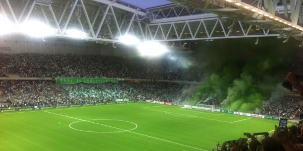 Hammarby fans at the opening of the Tele2 Arena